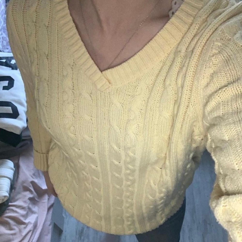 Yellow V-Neck adorable sweater